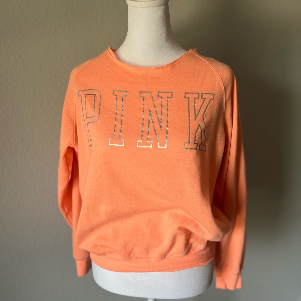 Bright Orange Victoria's Secret Pink Oversized Long Sleeve Shirt with Tie